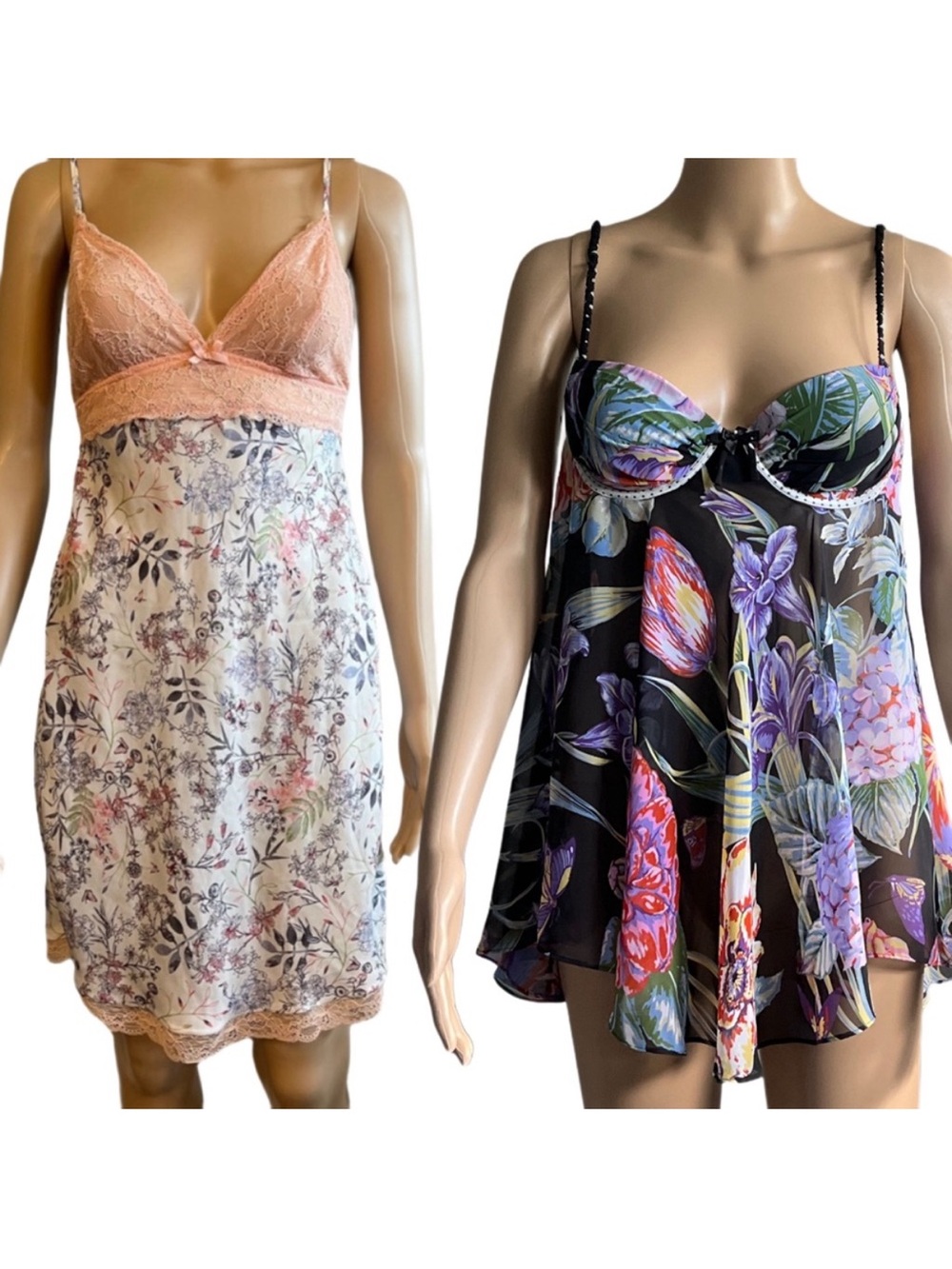 $8 if bundled BOTH la Vie en Rose In Bloom Nightie Satin Lace Floral